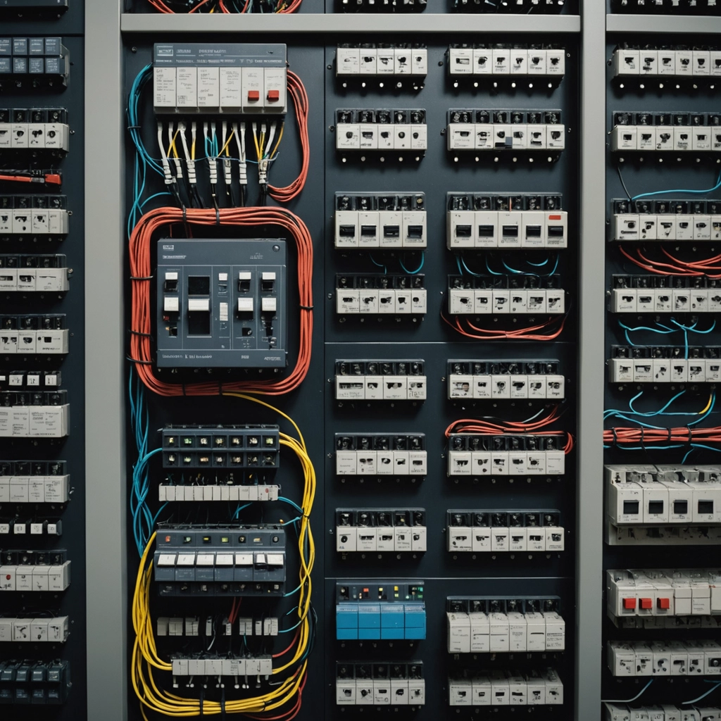 Modern electrical switchboard with safety switches and circuit breakers — switchboard upgrades Capalaba by Amplus Electrical and Air