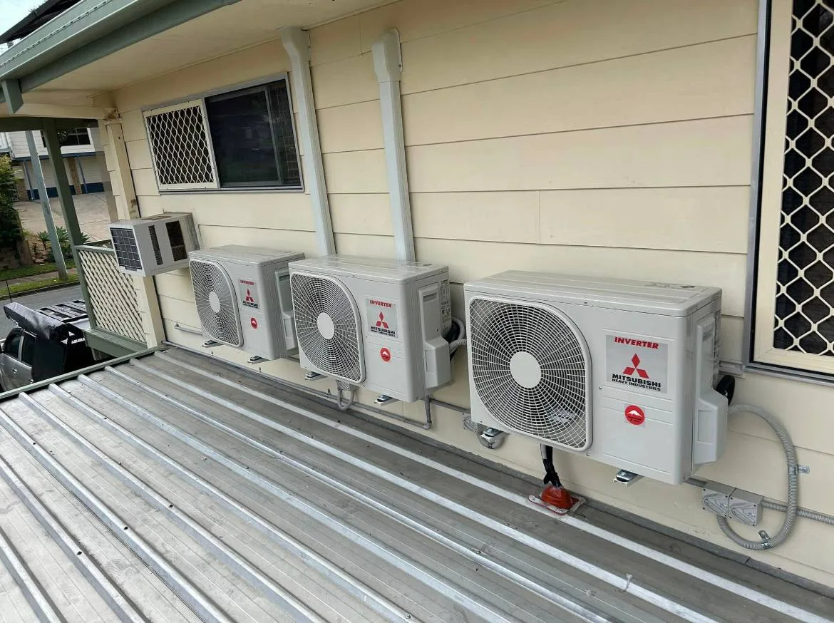 Air conditioning outdoor units installed by Amplus Electrical and Air — AC installation Capalaba, Alexandra Hills and Cleveland
