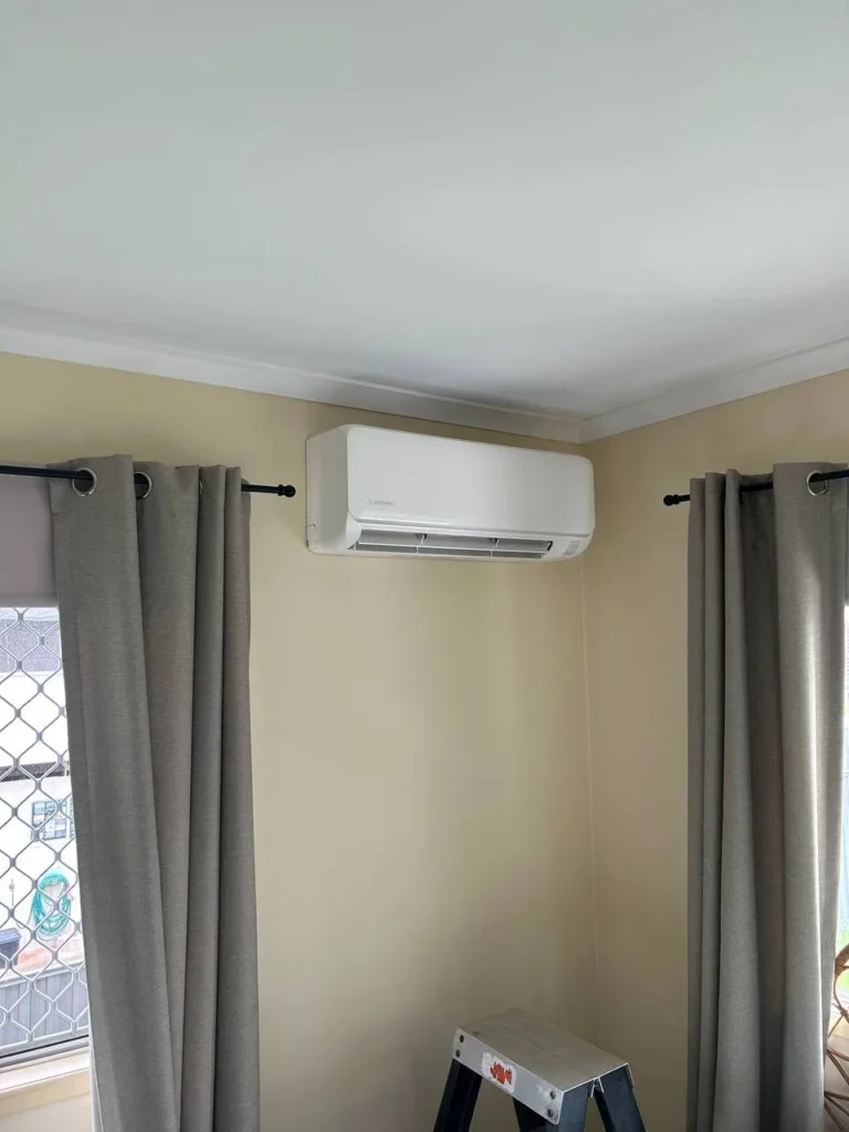 Split system air conditioning installed by Amplus Electrical and Air in a Capalaba home — servicing Birkdale Ormiston and Wellington Point