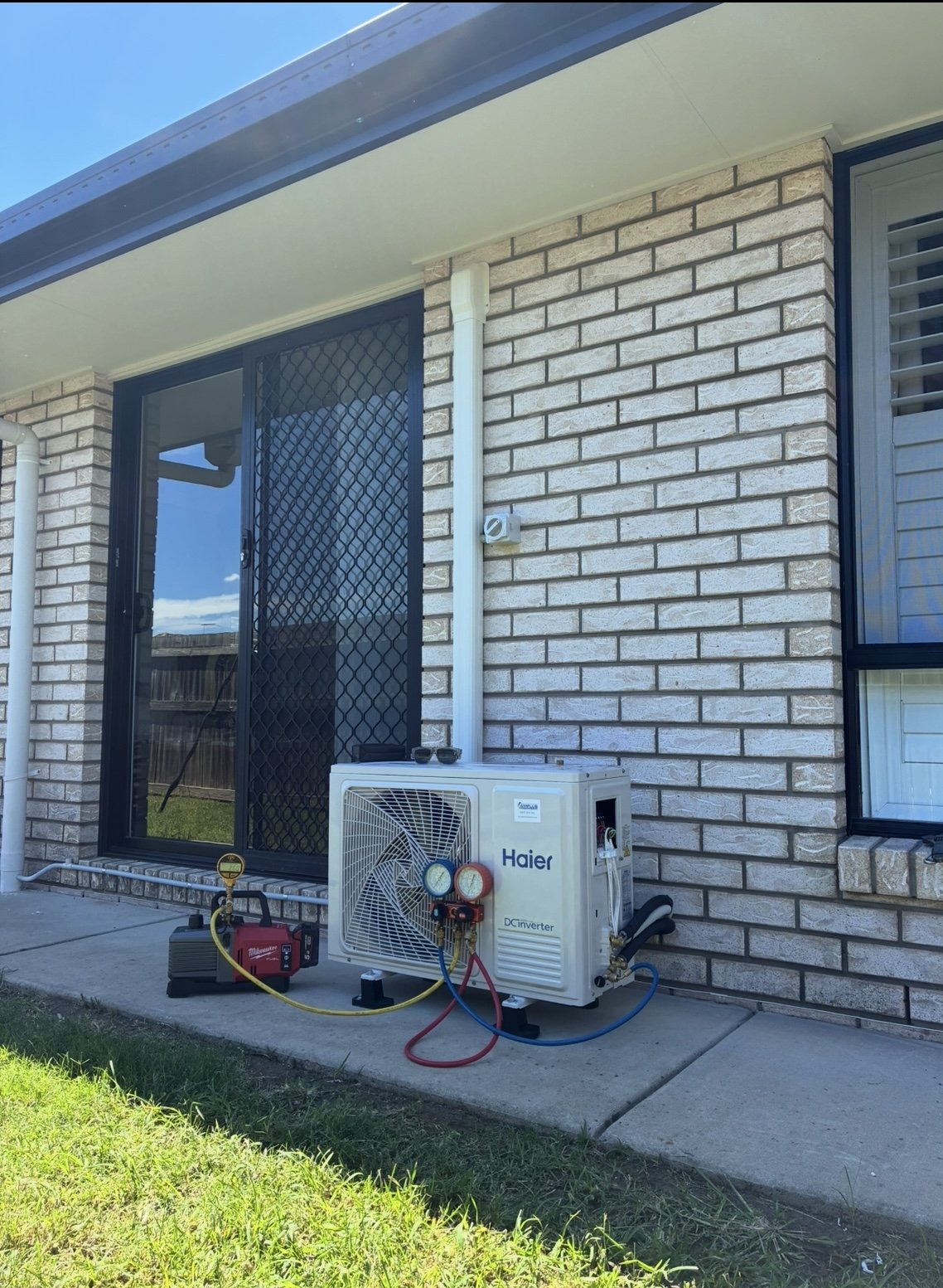 Split system outdoor unit commissioning — professional installation in Sheldon by Amplus Electrical & Air