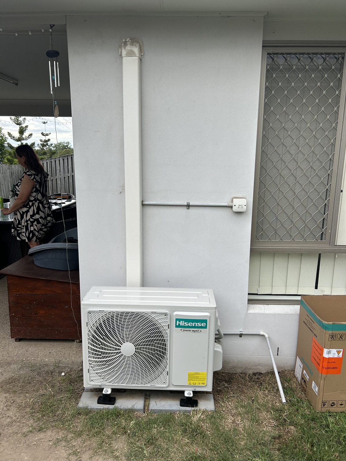 Split system wall-mounted indoor unit installed in living room — Wynnum air conditioning by licensed electrician